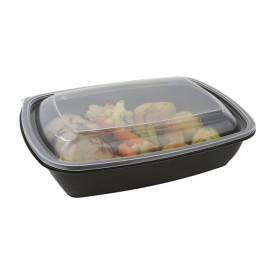 Plastic Lid for Deli Container PP Rectangular shape Black and Creme 23x16,5cm (75 Units)  
