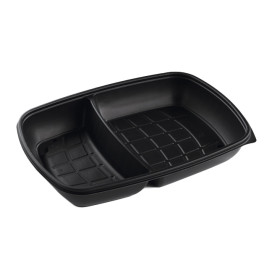 Plastic Deli Container PP 2C Black 1300ml 28x20x4cm (50 Units) 