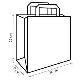 Paper Bag with Handles Kraft Flat 70g/m² 26+18x26cm (250 Units)