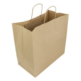 Paper Bag with Handles Kraft Flat 70g/m² 26+18x26cm (250 Units)