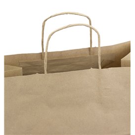 Paper Bag with Handles Kraft Flat 70g/m² 26+18x26cm (250 Units)