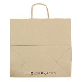 Paper Bag with Handles Kraft Flat 70g/m² 26+18x26cm (250 Units)