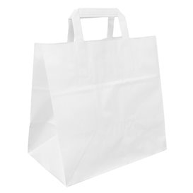 Paper Bag with Handles White Flat 70g/m² 26+18x26cm (250 Units)