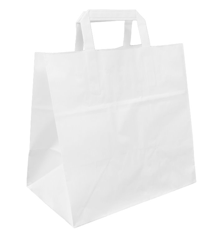 Paper Bag with Handles White Flat 70g/m² 26+18x26cm (250 Units) Paper Bag with Handles White Flat 70g/m² 26+18x26cm (250 Units)