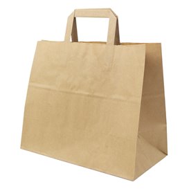 Paper Bag with Handles Kraft Flat 70g/m² 32+22x26cm (250 Units)