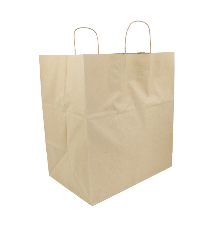 Paper Bag with Handles Kraft 120g/m² 36+24x39cm (200 Units)