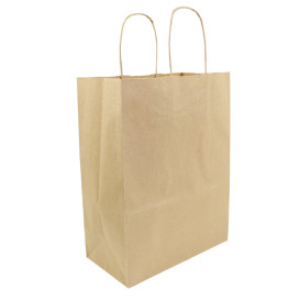 Paper Bag with Handles Kraft Hawanna 100g/m² 24+12x31cm (50 Units) 