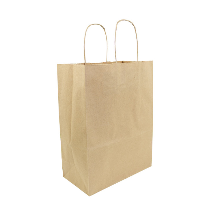 Paper Bag with Handles Kraft Hawanna 100g/m² 24+12x31cm (250 Units) Paper Bag with Handles Kraft Hawanna 100g/m² 24+12x31cm (250 Units)