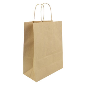 Paper Bag with Handles Kraft Hawanna 100g/m² 24+12x31cm (250 Units)