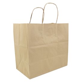 Paper Bag with Handles Kraft Hawanna 100g/m² 28+16x27cm (250 Units)