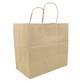 Paper Bag with Handles Kraft Hawanna 100g/m² 28+16x27cm (50 Units) 