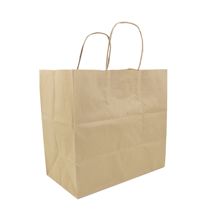 Paper Bag with Handles Kraft Hawanna 100g/m² 28+16x27cm (50 Units) Paper Bag with Handles Kraft Hawanna 100g/m² 28+16x27cm (50 Units)