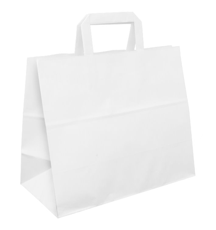 Paper Bag with Handles White Flat 70g/m² 32+22x26cm (250 Units) Paper Bag with Handles White Flat 70g/m² 32+22x26cm (250 Units)