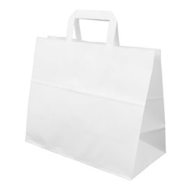 Paper Bag with Handles White Flat 70g/m² 32+22x26cm (50 Units) 