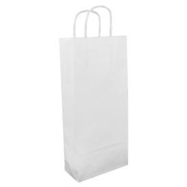 Paper Bottle Bag with Handles White 18+8x39cm (50 Units) 