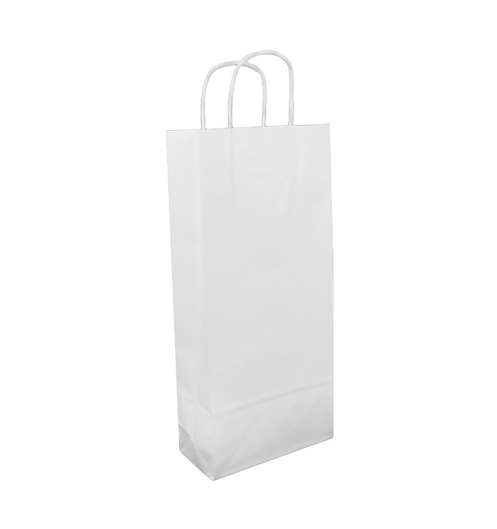 Paper Bottle Bag with Handles White 18+8x39cm (50 Units) Paper Bottle Bag with Handles White 18+8x39cm (50 Units)