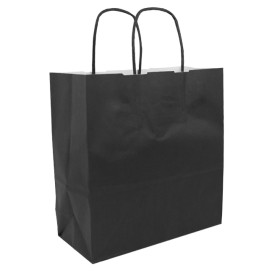 Paper Bag with Handles Kraft Black 100g/m² 22+9x23cm (250 Units)