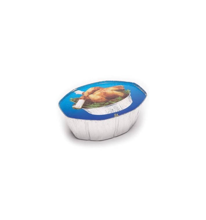 Paper Lid for Foil Pan Oval Shape 2400ml Blue Paper Lid for Foil Pan Oval Shape 2400ml Blue