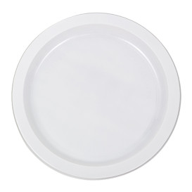 Reusable Plate Flat Economic PS White Ø22cm (300 Units)