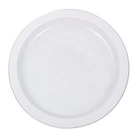 Reusable Plate Flat Economic PS White Ø22cm (25 Units) 