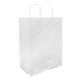 Paper Bag with Handles Kraft White 100g/m² 25+13x33cm (25 Units) 