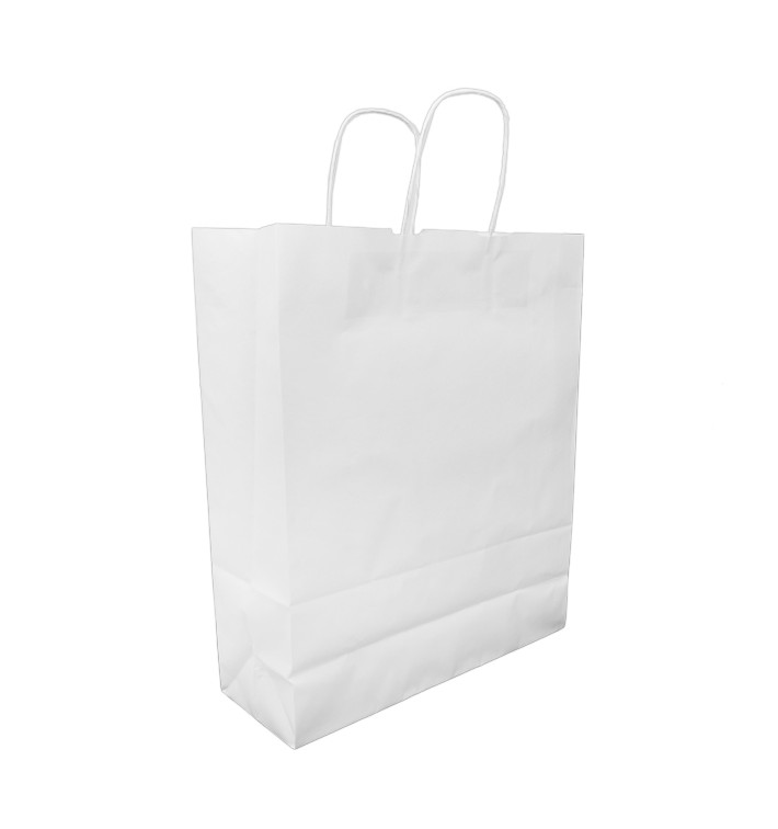 Paper Bag with Handles Kraft White 100g/m² 32+12x41cm (25 Units) Paper Bag with Handles Kraft White 100g/m² 32+12x41cm (25 Units)