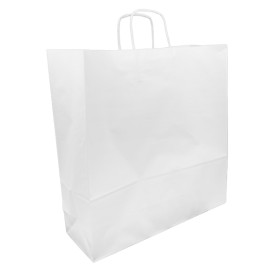 Paper Bag with Handles Kraft White 100g/m² 44+15x46cm (200 Units)