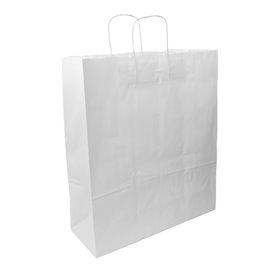Paper Bag with Handles Kraft White 100g/m² 44+15x46cm (200 Units)