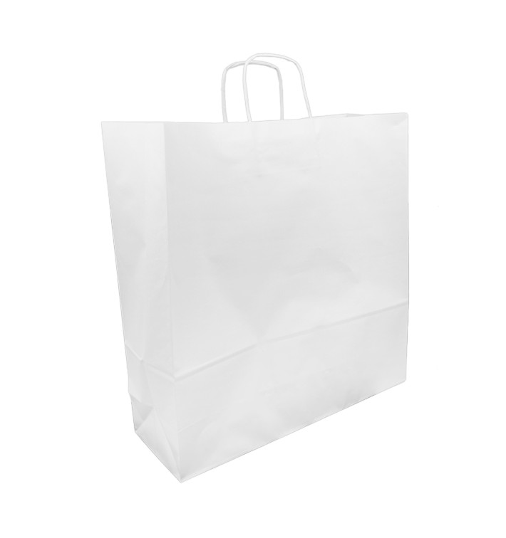 Paper Bag with Handles Kraft White 100g/m² 44+15x46cm (25 Units) Paper Bag with Handles Kraft White 100g/m² 44+15x46cm (25 Units)