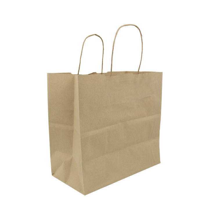 Paper Bag with Handles Kraft Brown 100g/m² 27+14x26cm (200 Units) Paper Bag with Handles Kraft Brown 100g/m² 27+14x26cm (200 Units)
