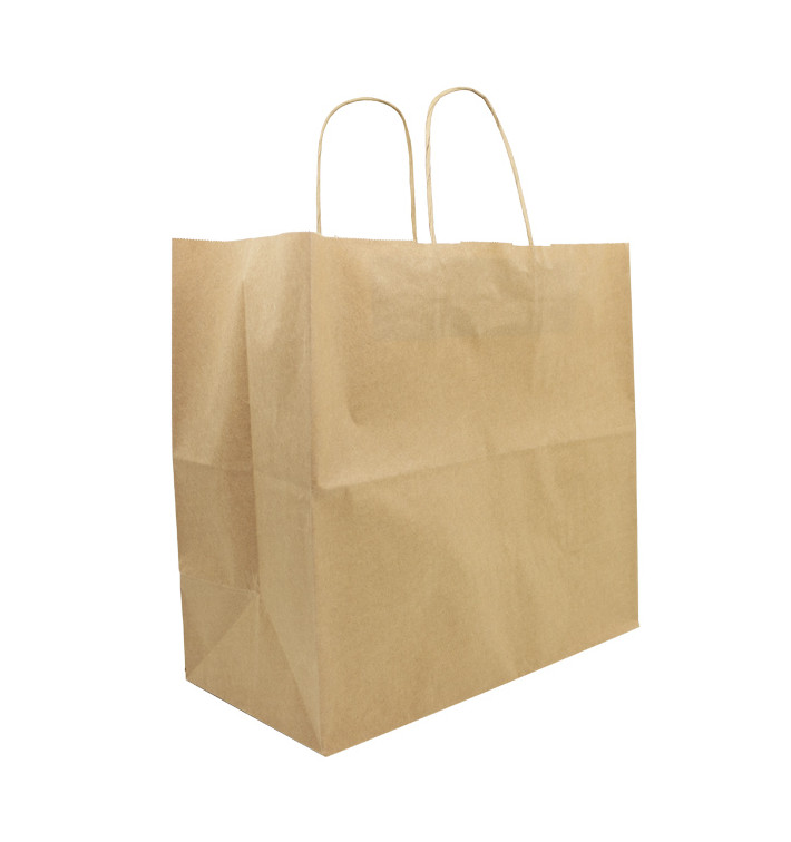 Paper Bag with Handles Kraft Brown 90g/m² 32+16x31cm (50 Units) Paper Bag with Handles Kraft Brown 90g/m² 32+16x31cm (50 Units)