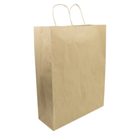 Paper Bag with Handles Kraft Hawanna 100g/m² 32+12x41cm (50 Units) 