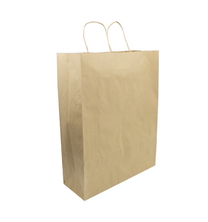 Paper Bag with Handles Kraft Hawanna 100g/m² 32+12x41cm (50 Units) Paper Bag with Handles Kraft Hawanna 100g/m² 32+12x41cm (50 Units)