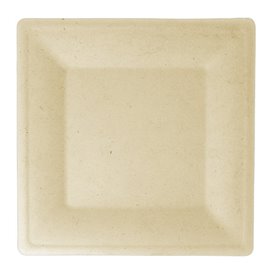 Sugarcane Plate Square shape Natural 26,2x26,2 cm (50 Units) 