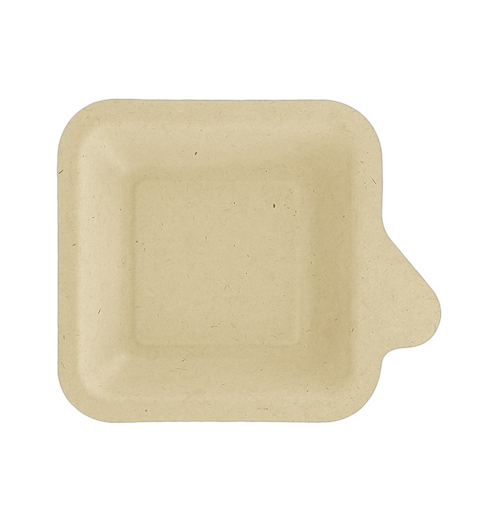 Sugarcane Plate with Handle Natural 11x11 cm (50 Units) Sugarcane Plate with Handle Natural 11x11 cm (50 Units)