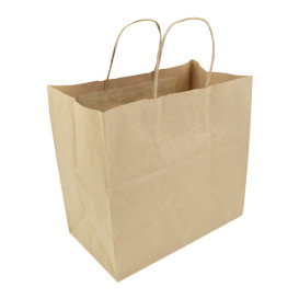 Paper Bag with Handles Kraft Hawanna 100g/m² 28+16x27cm (250 Units)