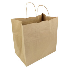 Paper Bag with Handles Kraft Hawanna 100g/m² 32+20x32cm (50 Units) 