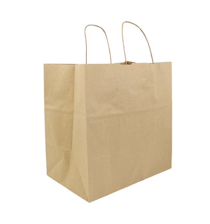 Paper Bag with Handles Kraft Hawanna 100g/m² 32+20x32cm (200 Units) Paper Bag with Handles Kraft Hawanna 100g/m² 32+20x32cm (200 Units)