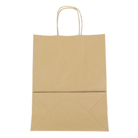 Paper Bag with Handles Kraft Hawanna 100g/m² 24+12x31cm (50 Units) 