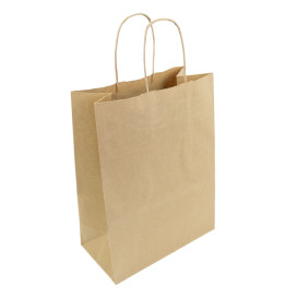 Paper Bag with Handles Kraft Hawanna 100g/m² 24+12x31cm (50 Units) 