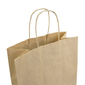 Paper Bag with Handles Kraft Hawanna 100g/m² 24+12x31cm (250 Units)