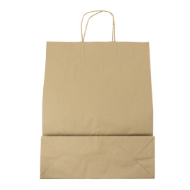 Paper Bag with Handles Kraft Hawanna 100g/m² 32+12x41cm (50 Units) 