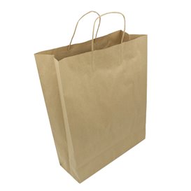 Paper Bag with Handles Kraft Hawanna 100g/m² 32+12x41cm (50 Units) 