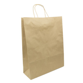 Paper Bag with Handles Kraft Hawanna 100g/m² 32+12x41cm (50 Units) 