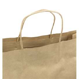 Paper Bag with Handles Kraft Hawanna 100g/m² 32+12x41cm (50 Units) 
