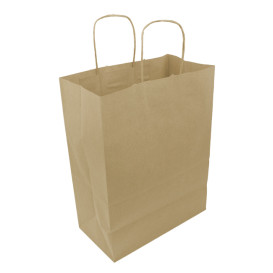 Paper Bag with Handles Kraft Brown 100g/m² 25+13x33cm (25 Units) 
