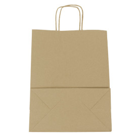 Paper Bag with Handles Kraft Brown 100g/m² 25+13x33cm (200 Units)