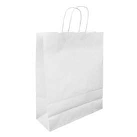 Paper Bag with Handles Kraft White 100g/m² 32+12x41cm (25 Units) 