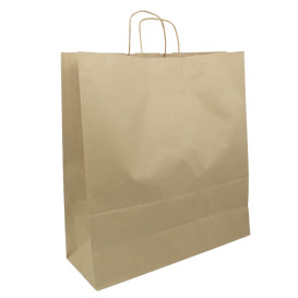 Paper Bag with Handles Kraft Brown 100g/m² 44+15x46cm (25 Units) 