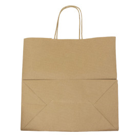 Paper Bag with Handles Kraft Brown 90g/m² 32+16x31cm (50 Units)